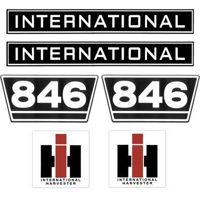 IHC International 846 Schwarz Weiß Klein Traktor Schlepper Aufkleber Klebefolie