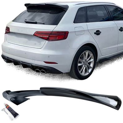 Dachspoiler Heckspoiler Sport Schwarz Glanz passt für Audi A3 8V 12-20 Sportback