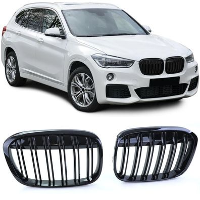 Sport Kühlergrill Doppelsteg Performance Glanz passend für BMW X1 F48 14-19