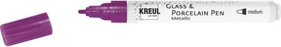 KREUL 16427 - Glass & Porcelain Pen Metallic medium, purpur, formstabile Rundspitze,