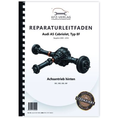 Audi A5 Typ 8F 2009-2016 Achsantrieb hinten 0BC 0BD 0BE 0BF Reparaturanleitung