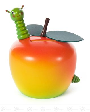 Spardose Apfel mit Wurm BxHxT 9,5 cmx9 cmx9 cm NEU Erzgebirge Sparbüche Dose