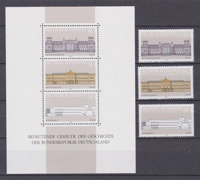 BRD 1986 postfrisch MiNr. 1287-1289 + Block 20 Bedeutende Gebäude