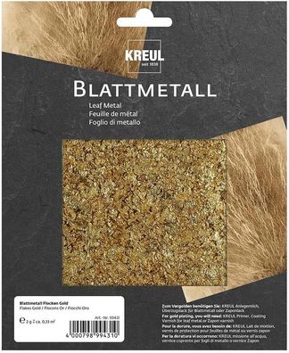 KREUL 99431 - Blattmetall-Flocken, gold, 2 g, für circa 0,33 m², zum Veredeln von Hol