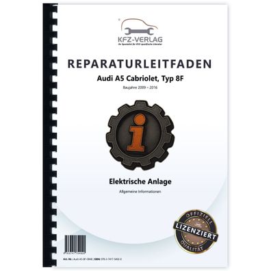 Audi A5 8F 2009-2016 Allgemeine Infos Elektrische Anlage Reparaturanleitung