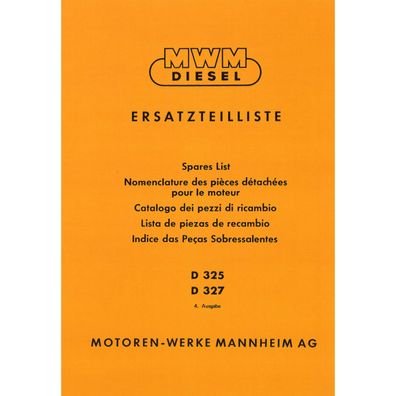 MWM Schlepper Dieselmotor D325 und D327 Traktor Ersatzteilliste