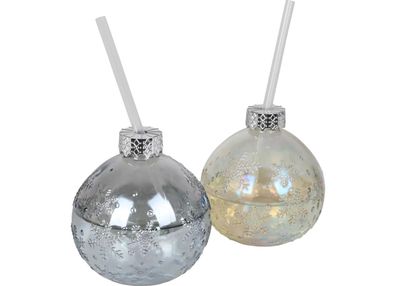 8x Trinkglas Weihnachtsbaumkugel 400ml Becher Christmas Getränke Geschirr Gläser