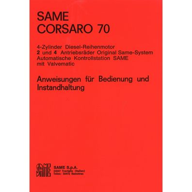 SAME Corsaro 70 4-Zylinder Diesel Reihenmotor Betriebs-/Bedienungsanleitung