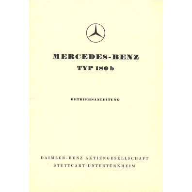 Mercedes-Benz W 120 Typ 180b 07.1959-08.1961 Bedienungsanleitung