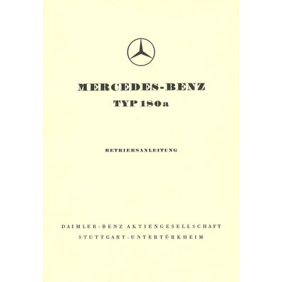 Mercedes-Benz W120 Typ 180a 06.1957-07.1959 Bedienungsanleitung