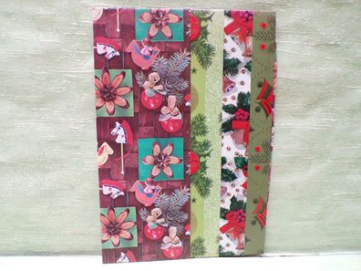 4 alte Bogen Geschenkpapier Weihnachten 72x50cm "geprägt" DM-Zeit