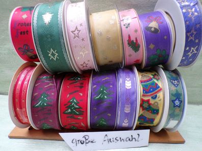 DM-Zeit 25m Rolle Weihnachten Schleifenband Lebkuchen Glocken Sterne Kerzen