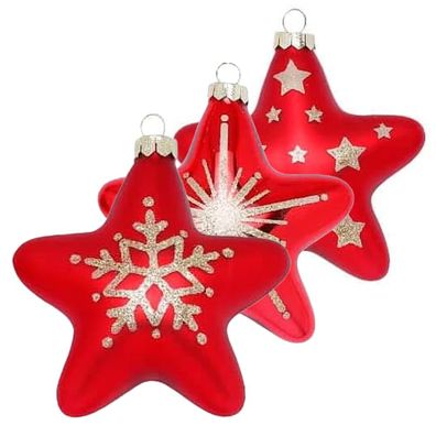 Christbaumschmuck Stern Glas 3 Stk 8 cm Merry Red