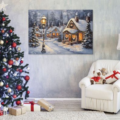 Leinwandbild Weihnachtliches Schnee Leinwand Bilder Wanddeko Wohnzimmer Schlafzimmer