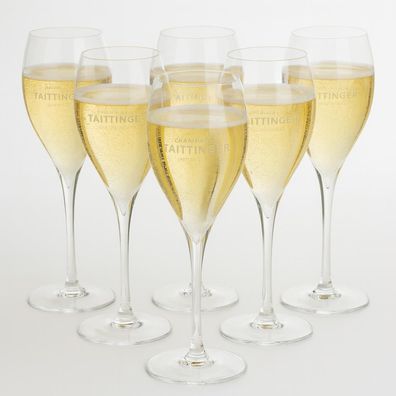 Taittinger Champagnergläser – 6er Set – Original Taittinger Flûtes mit Logo – E