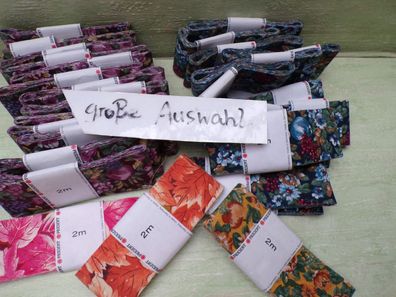 DM-Zeit Präsent Stoffschleifenband 2m 40mm breit Blumen Blüten Blätter