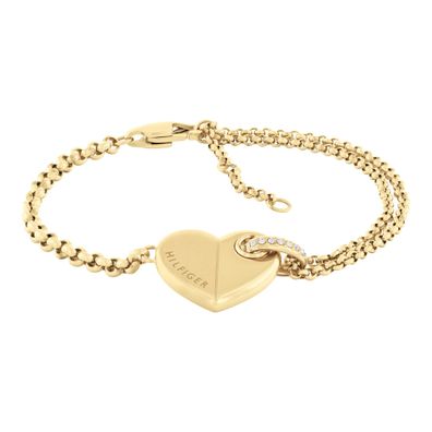 Tommy Hilfiger Damen Armband 2780929 Edelstahl, Gold plattiert, Zirkonia, Herz