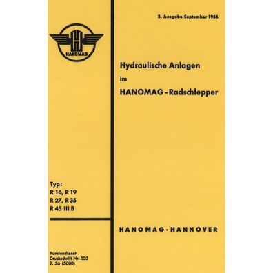 Hanomag R16-R45 Hydraulische Anlagen Radschlepper Bedienungsanleitung