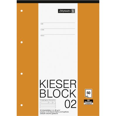 Brunnen Block A4 Kieserblock Lineatur 2 50 Blatt 1042942