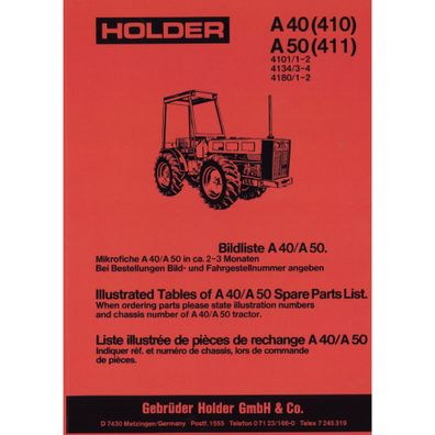 Holder A40 (410) A50 (411) Typ 6001-2 6001-3 Ersatzteilliste Ersatzteilkatalog