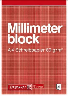 Brunnen Millimeterblock A4 20 Blatt Schreibpapier 104747001