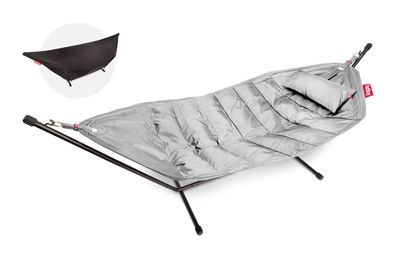 Fatboy Headdemock Deluxe XXL Hängematte mit Kissen Hellgrau Freistehend Outdoor