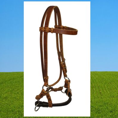 Side Pull Softie Braided Double Noseband, Sidepull, gebisslose Zäumung, Lindel