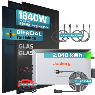SUNNIVA® 1840W Balkonkraftwerk 2 kWh Solarspeicher Jackery HomePower2000 Ultra