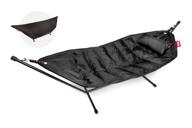 Fatboy Headdemock Deluxe XXL Hängematte mit Kissen Schwarz Freistehend Outdoor