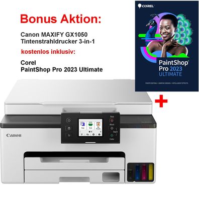 Canon MAXIFY GX1050 Tintenstrahldrucker 3-in-1 & Corel PaintShop Pro Ultimate 2023