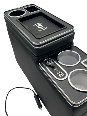 Chrom Edition Staufach Mittelkonsole Ablage für Ford Tourneo Custom 12+ mit RGB Farb