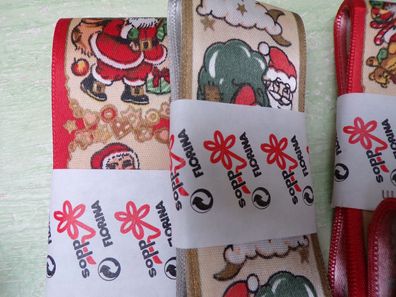 Weihnachtsmann Stoffband Schleifenband Geschenkband Sopp Florina 2m 40mm glänzend
