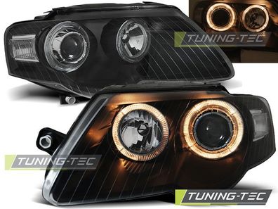 Upgrade Design Angel Eyes Scheinwerfer für VW Passat 3C B6 05-10 schwarz
