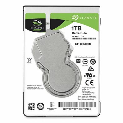 Seagate 6.3cm (2.5"), 1TB SATA3 BarraCuda 5400 128MB 7mm intern