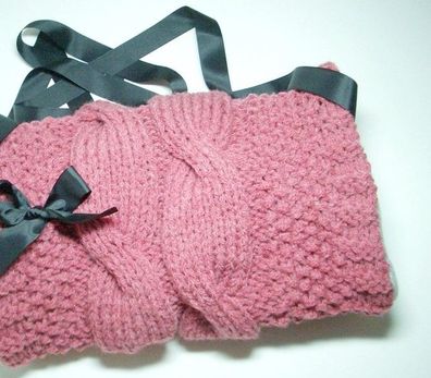 Handmade Muff, Handwärmer, Hand gestrickt, altrosa