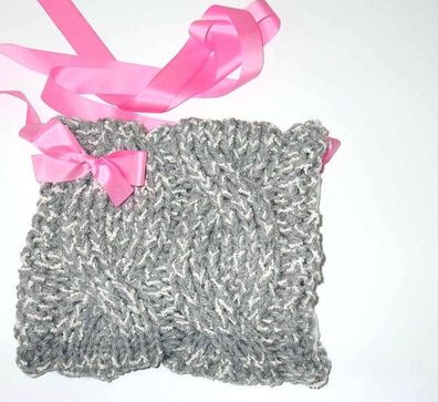 Handmade Muff, Handwärmer, Hand gestrickt, grau
