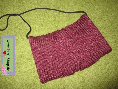 Handmade Muff, Handwärmer, dunkelrot metallic