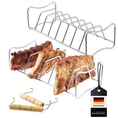 bremermann 2in1 Spare Ribs- und Bratenhalter 2er Set, aus rostfreiem Edelstahl