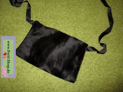 Handmade Muff, Handwärmer, Wendemuff, schwarz, Pelzimitat
