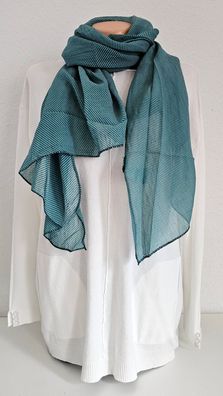 Italy Blogger Schal Tuch Halstuch Seide/Baumwolle asymetrisch Streifen Petrol/Schwarz