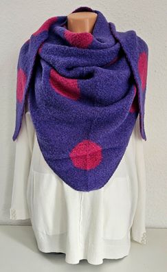 XXL Winter Flausch Dreieckstuch Halstuch Schal Viskose Wolle große Punkte Lila/Pink