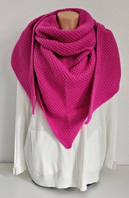 XXL dickes Winter Dreieckstuch Halstuch Schal Viskose Wolle uni Strickmuster Pink