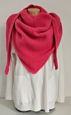 XXL dickes Winter Dreieckstuch Halstuch Schal Viskose Wolle uni Strickmuster Lachs