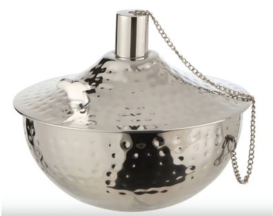 Öllampe Tisch Roma Gehämmert Edelstahl Silber