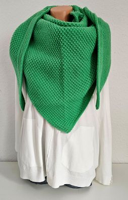 XXL dickes Winter Dreieckstuch Halstuch Schal Viskose Wolle uni Strickmuster Grün