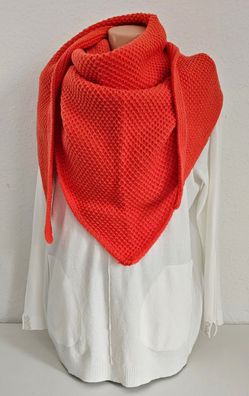 XXL dickes Winter Dreieckstuch Halstuch Schal Viskose Wolle uni Strickmuster Orange