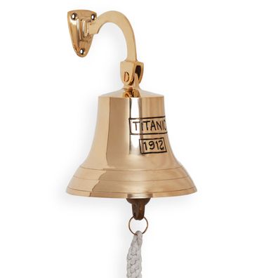 Titanic Wandglocke Schiffsglocke Messing Klingel Tür Glocke mit Seil 38 cm