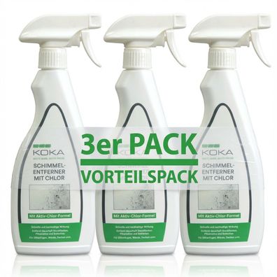 3x KOKA Schimmelentferner Aktiv Chlor Wand Anti Schimmel-Spray Schimmel-Reiniger