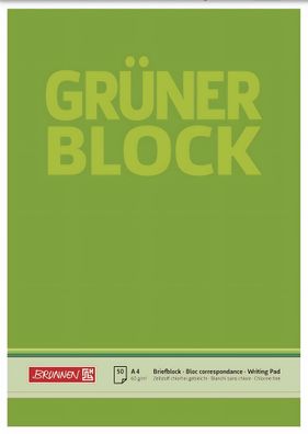 Brunnen Briefblock A4 60g Grün unliniert/blanko 1052636