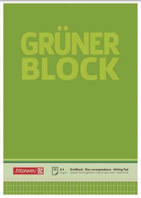 Brunnen Briefblock A4 60g Grün rautiert 1052639